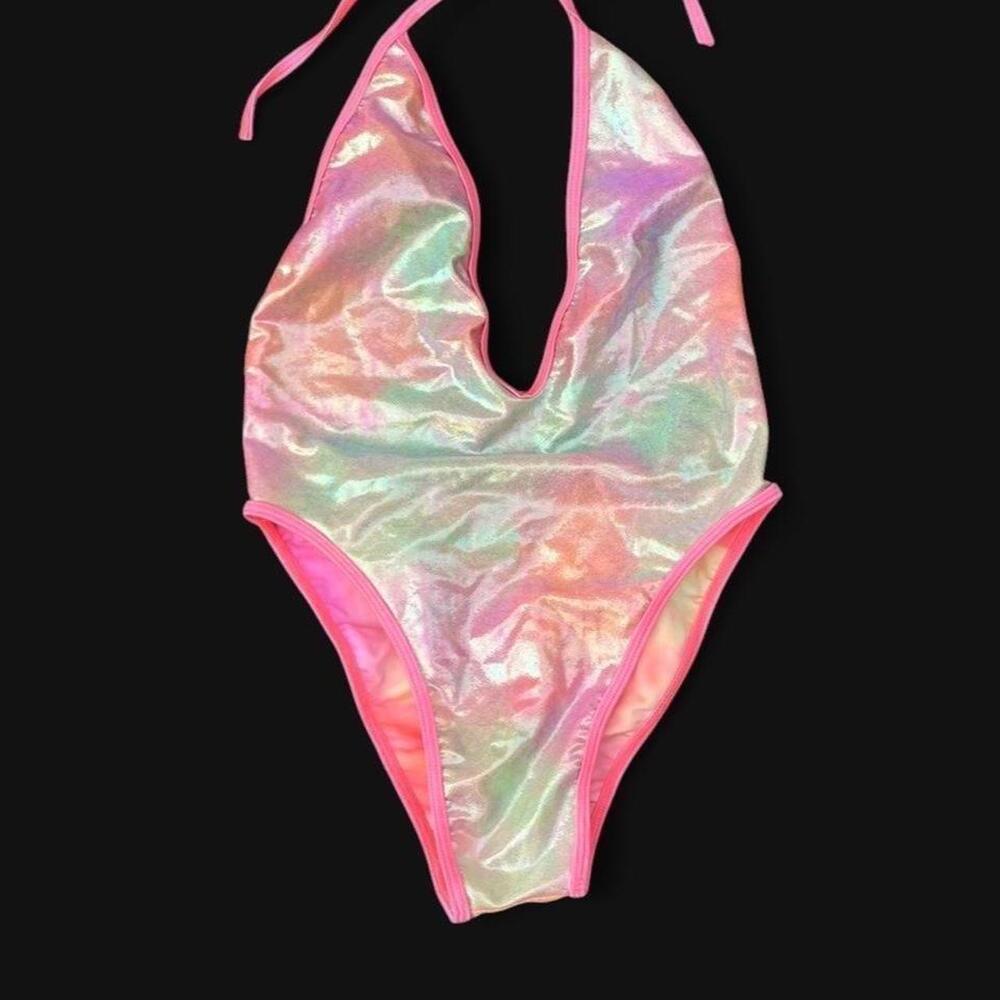 Iridescent mermaid one piece swimsuit